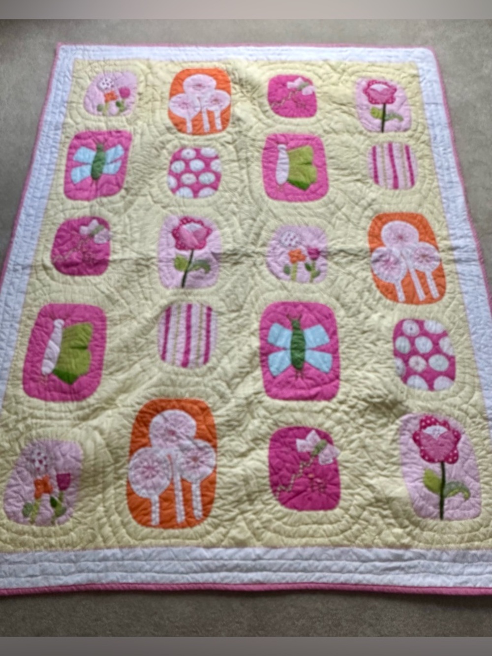 Pottery Barn Kids - Twin Butterfly Flower Patchwork Quilt